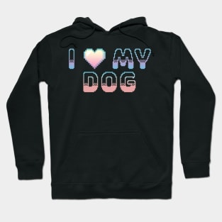 I Heart My Dog Classic Video Game Graphic Rainbow Pastel Gradient Hoodie